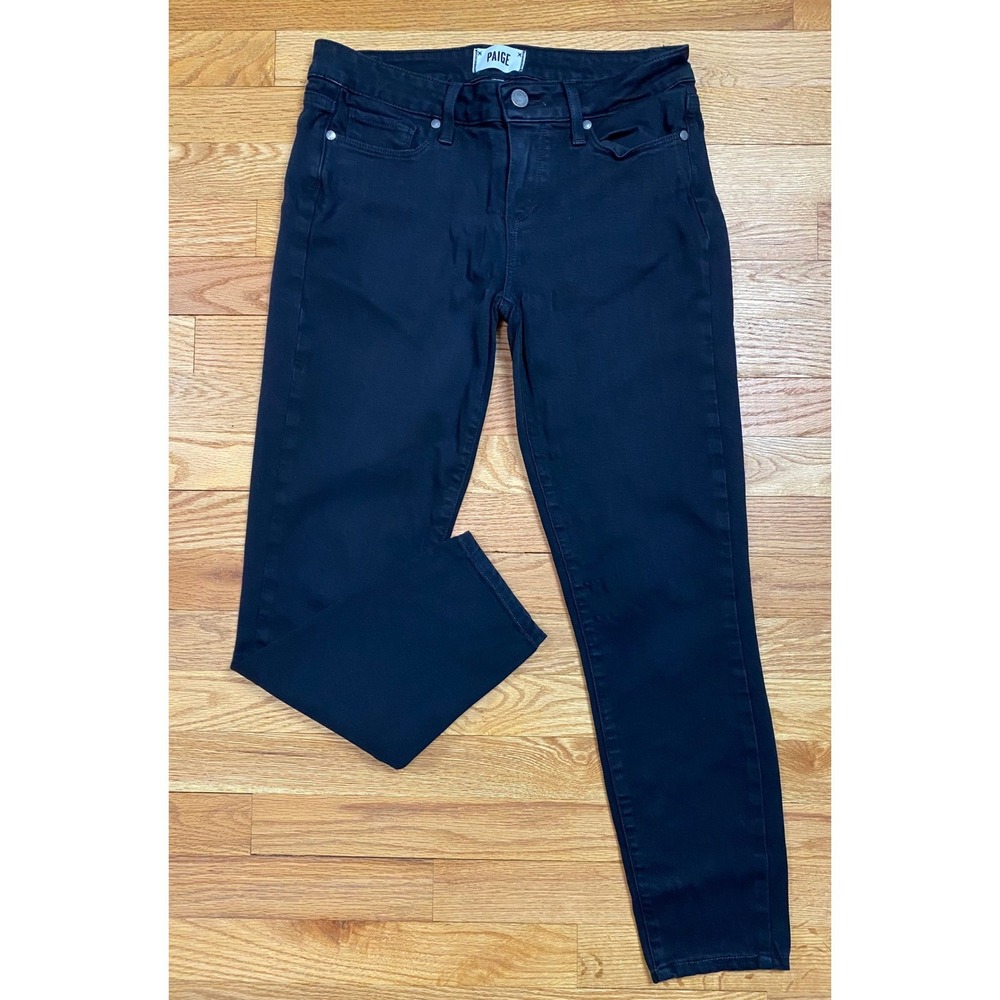 Paige Verdugo Ankle Jeans Womens 29 Black Skinny Mid Rise Minimalist‎ Chic